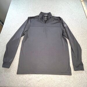 Cutter & Buck Pullover Mens Large Grey CB DryTec Striped‎ 1/4 Zip Golf Shirt